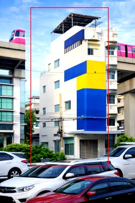 Shophouses for rent Ramintra Road : 			MRT RamInthra KM9 only 198m 8A/C 5Story Commercial Building 15,498 baht per month near the Pink Line station close to Fashion Island 985m          