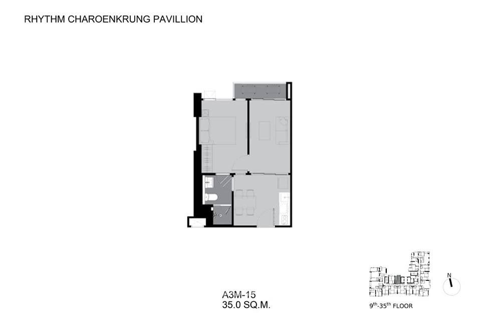 รูป คอนโด 1 ห้องนอน ชั้น 35 Rhythm Charoenkrung Pavilion ใกล้ BTS สะพานตากสิน (ID 3306942) - รูปที่ 18/19