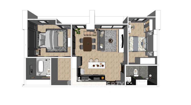 picture 15th-Floor 2-BR Intro Phaholyothin-Pradipat Near MRT Kamphaeng Phet (ID 2834574) - 4/4