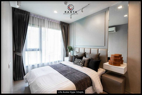 PFD-09162 Condo for rent Life Asoke Hype : A room with a luxury hotel vibe—impeccable, spotless, and inviting.