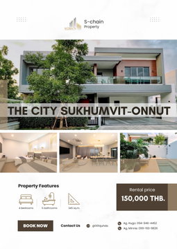 🏡 Large Family Home 4 Bedroom ✨ The City Sukhumvit-Onnut ✨ NO-042