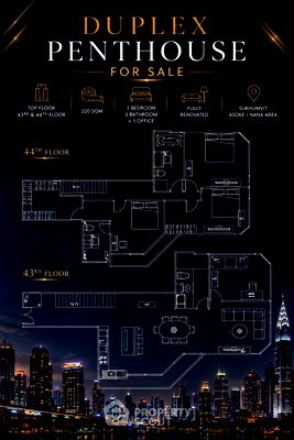Condos for sale : 43rd-Floor 3-BR 220 Sqm At Sukhumvit Suite Near BTS Nana (ID 3305787)