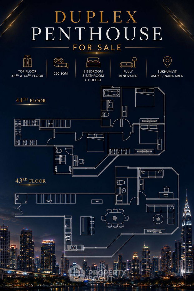 รูป ห้อง 3 ห้องนอน ชั้น 43 ขนาด 220 ตร.ม. Sukhumvit Suite ใกล้ BTS Nana (ID 3305787) - รูปที่ 1/6