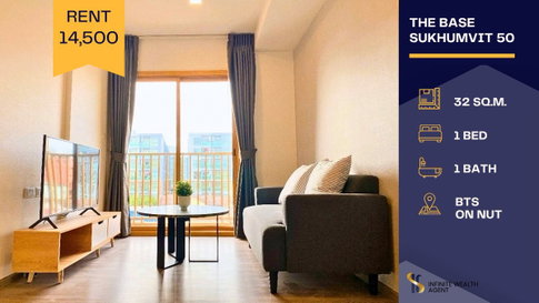 ✨ Hot Deal! The Base Sukhumvit 50 Cozy 1Bed 32 sqm near BTS On Nut • Only 14,500/mo | Ready to view Sep 25 • Book viewing now! 📲