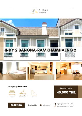 Townhouses for rent Prawet : 🏡💖 For rent ✨ INDY 2 BANGNA – RAMKHAMHAENG 2 ✨ NO-045