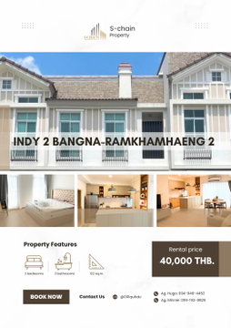 🏡💖 บ้านน่าอยู่ 3 ห้องนอน ใกล้ Mega Bangna ✨ INDY 2 BANGNA – RAMKHAMHAENG 2 ✨ NO-045