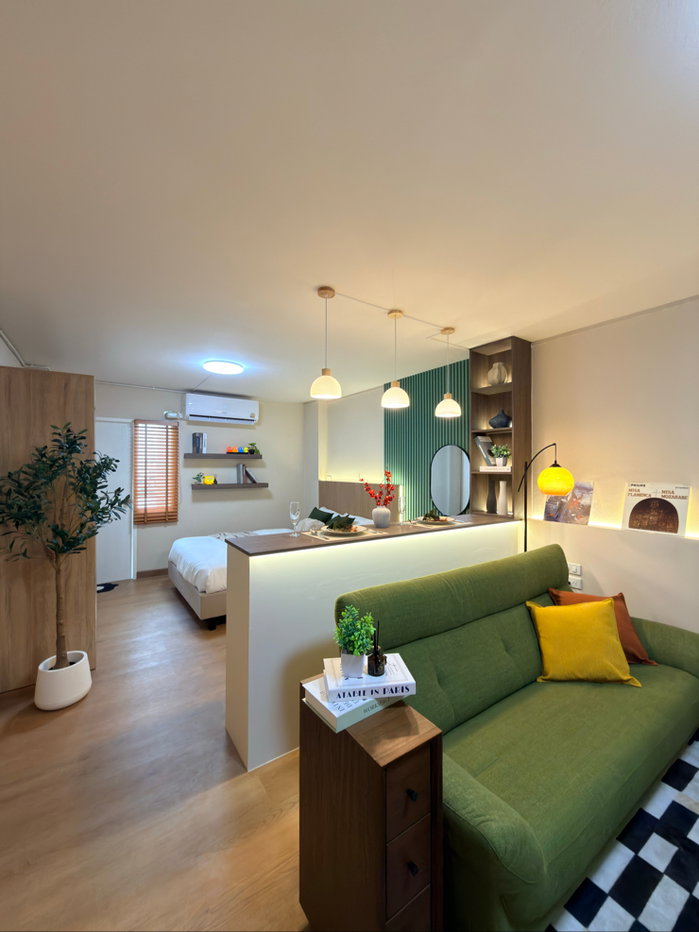 รูป ห้องสวยสไตล์ Mid century หิ้วกระเป๋าใบเดียวพร้อมอยู่ - รูปที่ 1/19
