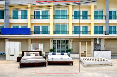 Shophouses for rent TFD Industrial Estate : 			Toyota Factory BanPho 2.87km. Chachoengsao Motorway WatPha Intersection. 3-story commercial building          
