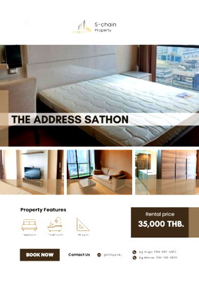 เช่าคอนโด BTS เซนต์หลุยส์ : 🌆💖 ห้องใหญ่ใจกลางสาทร! เดินประมาณ 5 นาทีถึง BTS ✨ The Address Sathorn ✨ NO-057