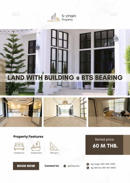 🌳🏡 ขาย ที่ดินพร้อมอาคาร แปลงใหญ่ 🚗✨ LAND WITH BUILDING AT BEARING ✨ NO-055