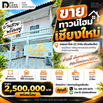 🏡✨ ขายทาวน์โฮม 2 ชั้น | มหาโชค 22 ถนนโชตนา ป่าตัน เมืองเชียงใหม่