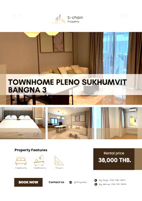 Townhouses for rent Samut Prakarn : 🏡💗 For rent ✨ PLENO Sukhumvit–Bangna 3 ✨ NO-049