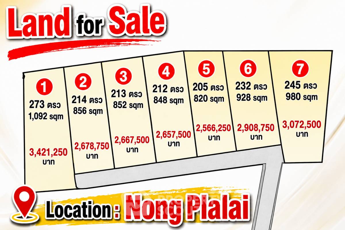 รูป ที่ดินสำหรับขายในหนองปลาไหล พัทยา ชลบุรี (ID 3315865) - รูปที่ 1/7