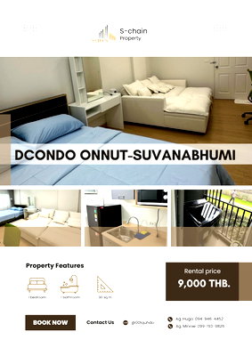 คอนโดให้เช่า : 🧸🌷 ห้องสวย เฟอร์ใหม่ พร้อมเข้าอยู่! 💕 dcondo Onnut–Suvarnabhumi ✨ NO-048