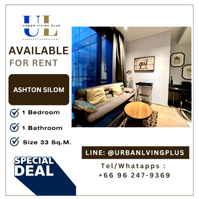 Condos for rent : ( UL2609173 ) ✨Tel/Line 096-2479369✨, FOR RENT ASHTON SILOM, 1 bedroom, 1 bathroom , Size 33 Sq.M. fully furnished, High floor