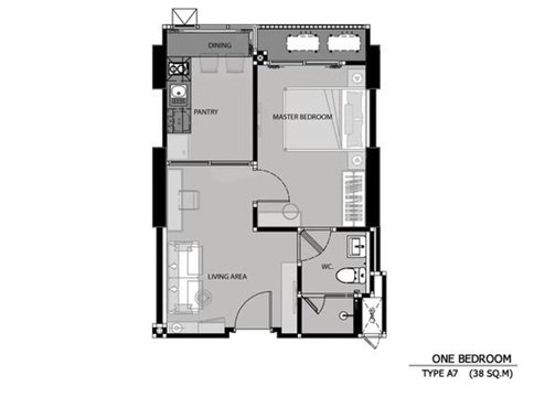 MN091149 | 1Bed | 1Bath | 38.5sqm | THB 20,000/mo | Fl.21 — Rhythm Sathorn - Narathiwas Sathorn Narathiwas