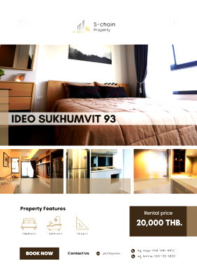 คอนโดให้เช่า : 🚆💖 ใกล้ BTS บางจากเพียงประมาณ 160 ม.! ✨ IDEO Sukhumvit 93 ✨ NO-058