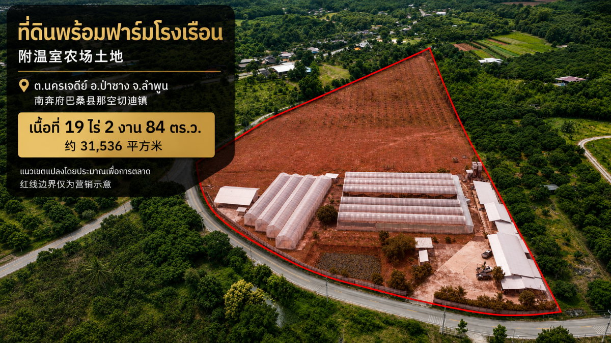 รูป ขายฟาร์มโรงเรือนพร้อมที่ดิน 19 ไร่+ ป่าซาง ลำพูน — โรงเรือน 5 หลัง พร้อมอาคาร ระบบน้ำ และพื้นที่ต่อยอด - รูปที่ 1/7