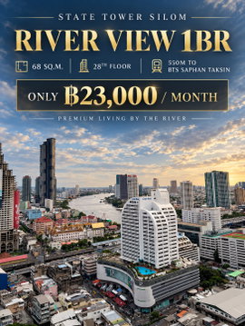State Tower Silom | 1 ห้องนอน วิวแม่น้ำ | 68 ตร.ม. | ใกล้ BTS | 23,000 บาท/เดือน