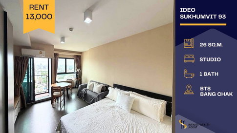 ✨ Stunning city view! Ideo Sukhumvit 93 High floor studio with work desk, fully furnished next to BTS Bang Chak at 13k/mo | Book view now!
