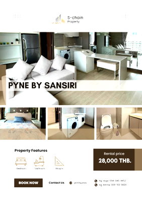 คอนโดให้เช่า : 🌅🏙️ห้องใหญ่ ใกล้ BTS ราชเทวี 💖✨ PYNE by Sansiri ✨ NO-068