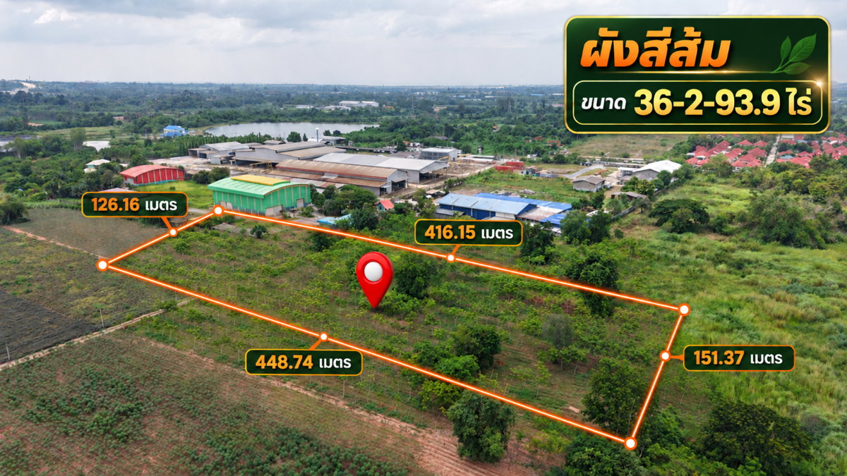 ที่ดินแปลงใหญ่ 36-2-93.9 ไร่ พลูตาหลวง ผังสีส้ม