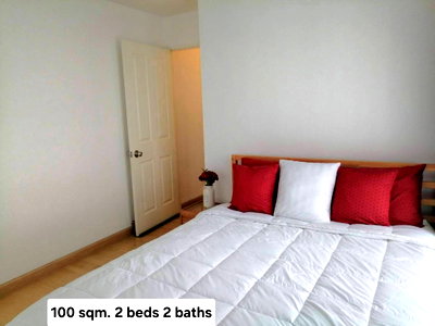 Condos for rent : ST785For Rent: Bangkok Garden Condo – Tower G (13th Fl.) Spacious 100 sqm 2BR 2BA | City View