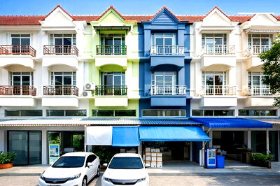 เช่าอาคารพาณิชย์ กรุงเทพมหานคร : ใกล้ตลาดถนอมมิตรและเพลินนารี่มอลล์ ให้เช่า อาคาร 3 ชั้นครึ่ง แยกวัชรพล 1 กม. สุขาภิบาล 5  2นอน 3น้ำ ระบบไฟฟ้า 3 เฟส