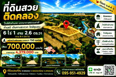 ที่ดิน สกลนคร : 🏡🌿ขายที่ดินพรรณานิคม สกลนคร 6 ไร่กว่า ติดถนน ติดคลอง ใกล้ถนนนิตโย