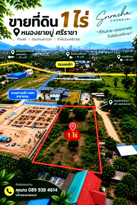 ที่ดิน นิคมปิ่นทอง : ขายที่ดินศรีราชา 1 ไร่ 8 ล้านบาท เจ้าของขายเอง ทำเลดี ใกล้เมือง เดินทางสะดวก