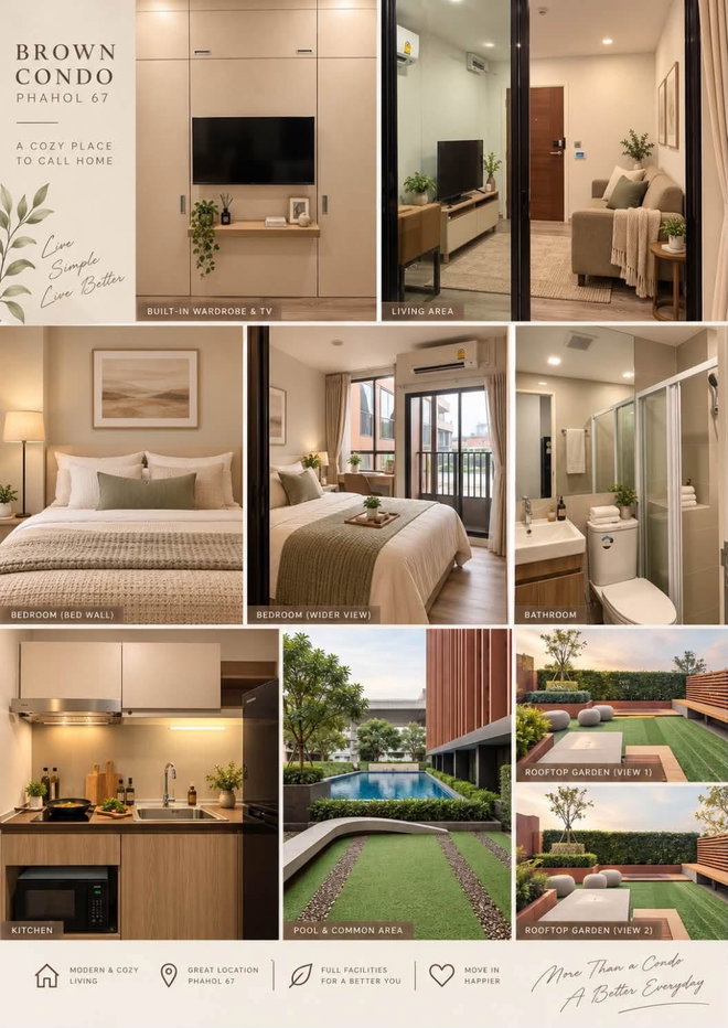 picture 🔥 Condo for rent Brown Phaholyothin 67🔥🚝next to BTS Sai Stop ✅Line : @livingperfect - 6/7