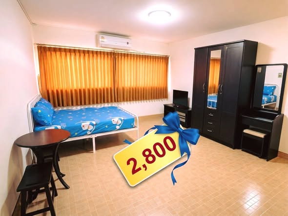 รูป คอนโด ป็อปปูล่า เมืองทอง T10 ชั้น 3 ให้เช่า 2,800 บาท (+เฟอร์ครบ) มี แอร์+TV+ตู้เย็น+น้ำอุ่น ใกล้ Cosmo - รูปที่ 1/3