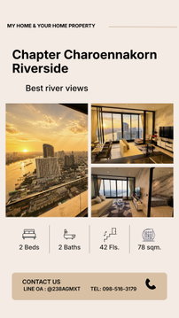 🔥ให้เช่า Luxury Condo  💎Chapter Charoennakorn - Riverside💎 69,000/MOnth 2 Bedrooms