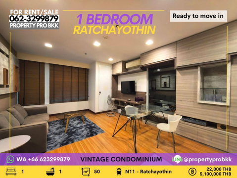 🌟 Spacious 1-Bedroom | Near Major Ratchayothin | For rent and sale