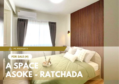 ขายคอนโด : ขายด่วน 🔥 A Space Asoke - Ratchada 🔥 ห้องสวยตกแต่งใหม่ พร้อมอยู่ ใกล้ MRT พระราม 9 เพียง 550ม.