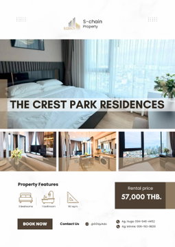 🏙️🚆 2 ห้องนอน ทำเลห้าแยกลาดพร้าว! เชื่อมต่อ BTS + MRT 💖✨ THE CREST PARK RESIDENCES ✨ NO-074