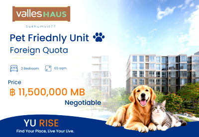 ขายคอนโด : 🔥 Valles HAUS ยูนิตสุดท้ายสำหรับโควตาต่างชาติ ห้องขนาด 2 ห้องนอน Pet-Friendly แบบเต็มรูปแบบ🔥