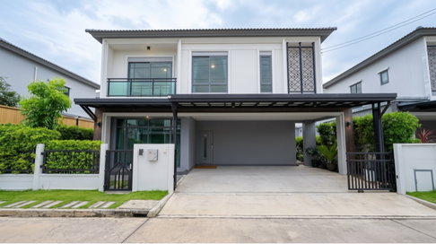 For Rent !!! Grand Britania Krungthepkreetha – Fully Furnished with Appliances, Covered Garage & Back Extension, Ready to Move In!