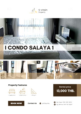 คอนโดให้เช่า : 🎓💛 2 ห้องนอน 2 ห้องน้ำ ใกล้มหิดล ศาลายา! ✨ i-Condo 1 Salaya ✨ NO-081