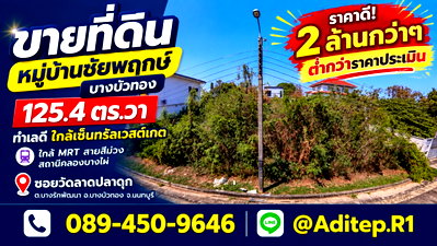 Land for sale Central Plaza Westgate : Selling Land for building a house, 125 sq m, Chaiyaphruek Village, Bang Bua Thong, 24-hour security guard, near the MRT Purple Line