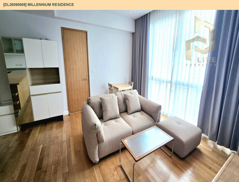 รูป DL26090669 ให้เช่าคอนโด มิลเลนเนียม เรสซิเด้นส์ แอท สุขุมวิท (Millennium Residence) ใกล้ BTS อโศก พร้อมเข้าอยู่ โทรด่วน 0653619502 LineID @952jdxxk - รูปที่ 2/7