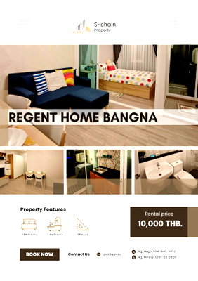 คอนโดให้เช่า : 🚆🩵 ใกล้ BTS บางนา! เดินทางง่าย ใกล้ BITEC ✨ Regent Home Bangna ✨ NO-082