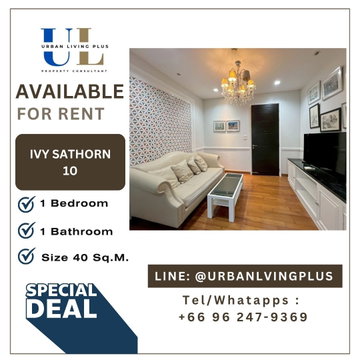 ( UL2508117 ) Tel/Line 096-2479369 , ให้เช่า ไอวี่ สาทร10, 1 ห้องนอน 1 ห้องน้ำ ขนาด 40 ตรม. ห้องสวย รีโนเวทใหม่ BTS เซ็นหลุยส์ คอนโดใจกลางสาทร !!!