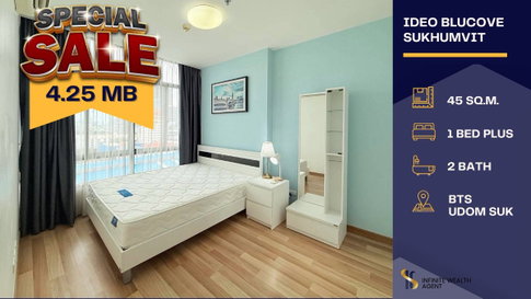 🏷️ For Sale 4.25MB! Ideo Blucove Udomsuk 1BedPlus 45sqm Balcony city view By on-site agent • Available now, free viewing! Contact us!