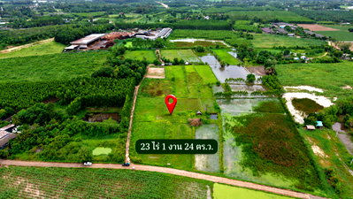 Land for sale Phanat Nikhom Chonburi : See the Land Before You Visit: 23 Rai with Drone Views and Concrete Road Access