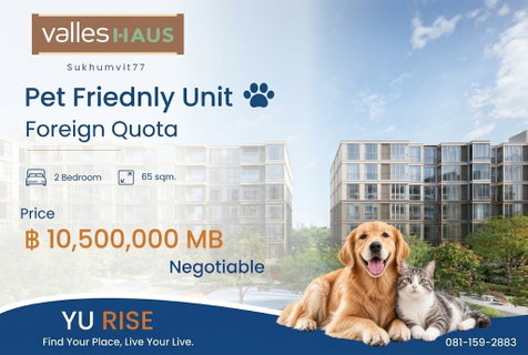 🔥 Valles HAUS ยูนิตสุดท้ายสำหรับโควตาต่างชาติ ห้องขนาด 2 ห้องนอน Pet-Friendly แบบเต็มรูปแบบ🔥