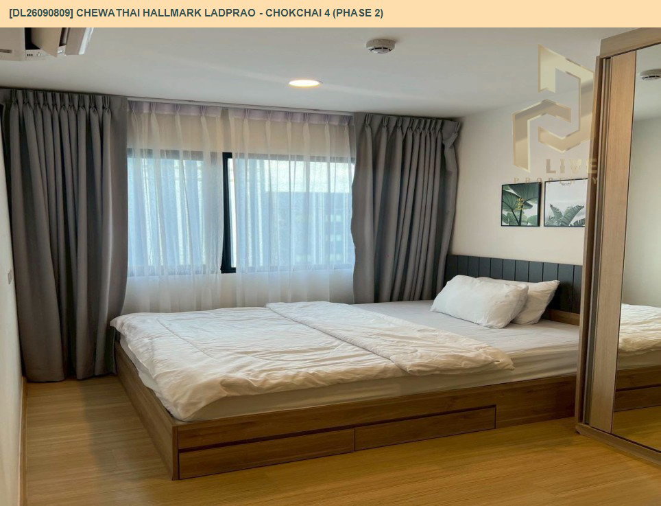 1-bed condo for rent, 26 sqm, Chewathai Hallmark Ladprao - Chokchai 4 (Phase 2)