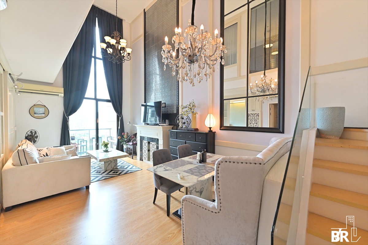 รูป 💖💖 เช่าคอนโด ✨ Villa Asoke Duplex 2นอน 102ตร.ม. 55k 💎 ห้องสวย วิวด้านหลัง ตกแต่งจัดเต็ม ใกล้ MRT เพชรบุรี  - รูปที่ 3/12