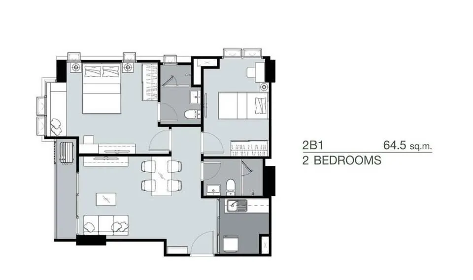 รูป Corner 2BR Condo with Open View Near MRT Fai Chai 6821959 - รูปที่ 5/5