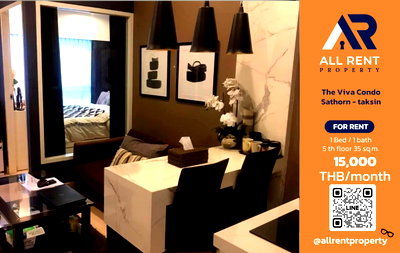 Condos for rent : 🔥 For Rent: The Viva Condo Sathorn - Taksin | Taksin–Khlong San Area | 1 Bed 35 sqm | 5th Floor | 15,000 THB/month